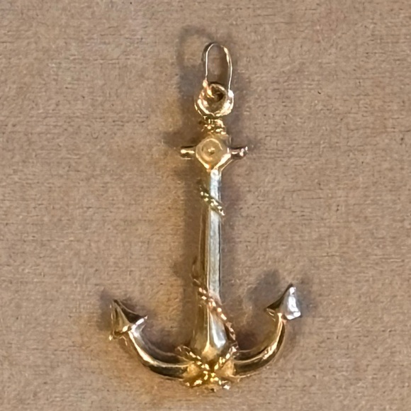 Vintage 14K GOLD Italian anchor charm pendant - Picture 2 of 5